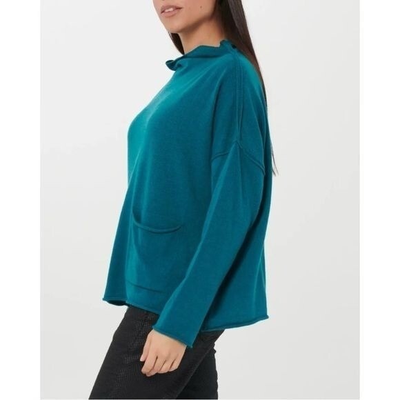 OZAI N KU Boxy front Pocket Sweater petrol turquoise pullover 8-10 wool cashmere - Picture 2 of 12